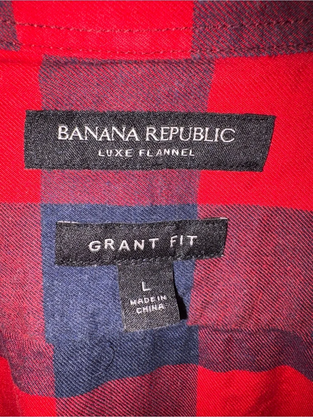 Banana Republic Grant Fit Men's Plaid Button Down Red & Blue Large Like New